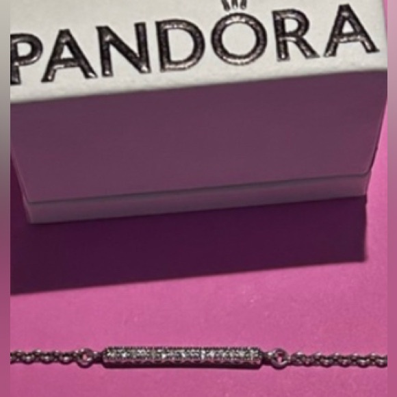 Authentic Hearts of Pandora Sterling Silver Thin Chain Bar Bracelet 2018 - Picture 3 of 9